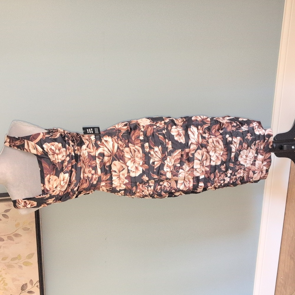 Express Black Midi Dress with Cream Floral Print 10